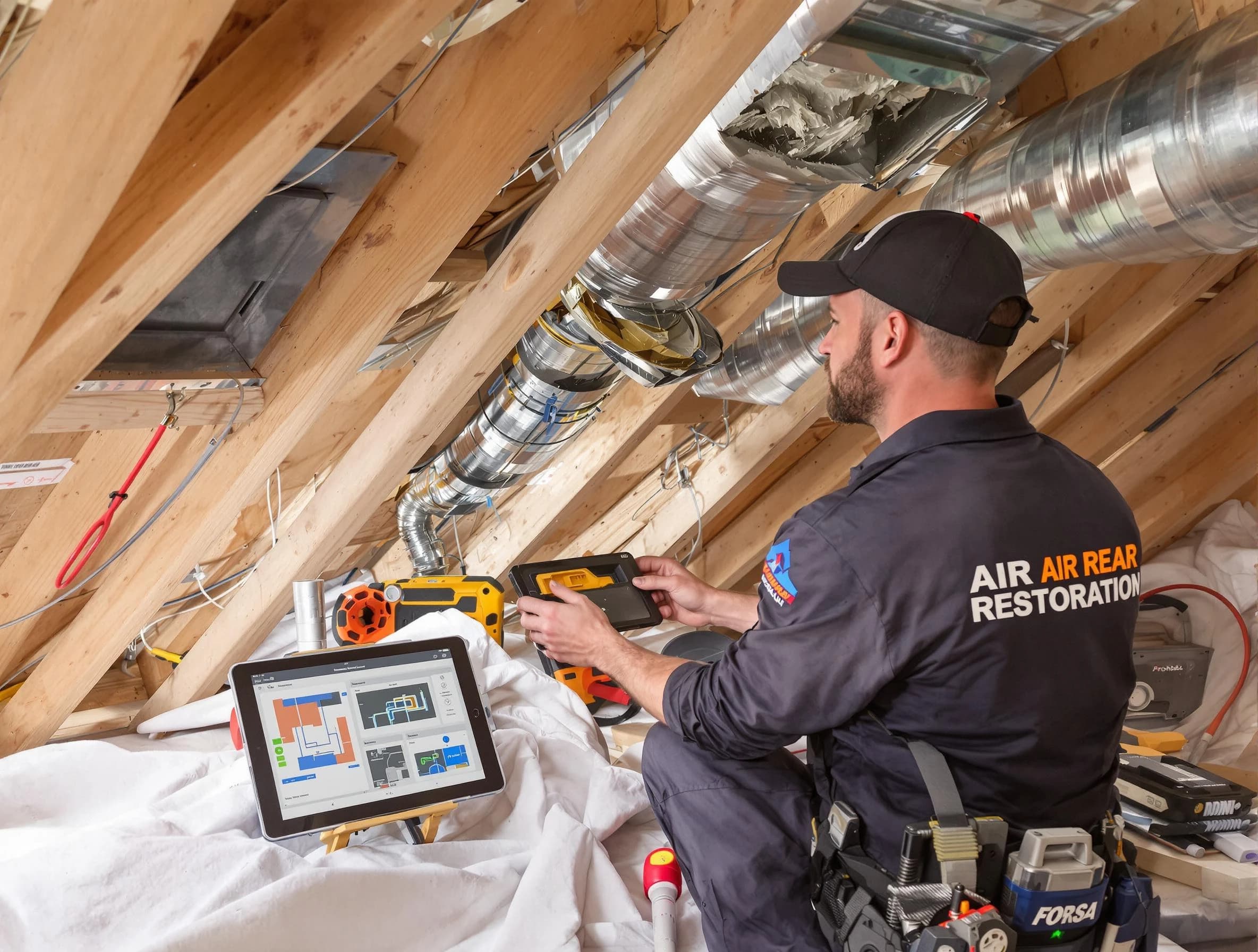 Edmond Air Duct Cleaning technician performing precise duct repair work in Edmond