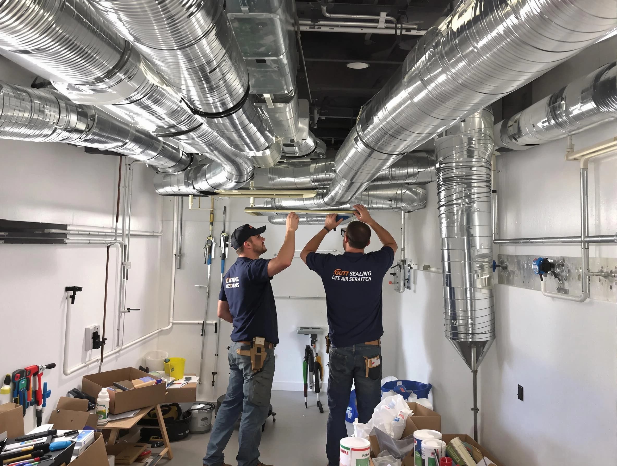 Edmond Air Duct Cleaning technician applying professional duct sealing solutions in Edmond