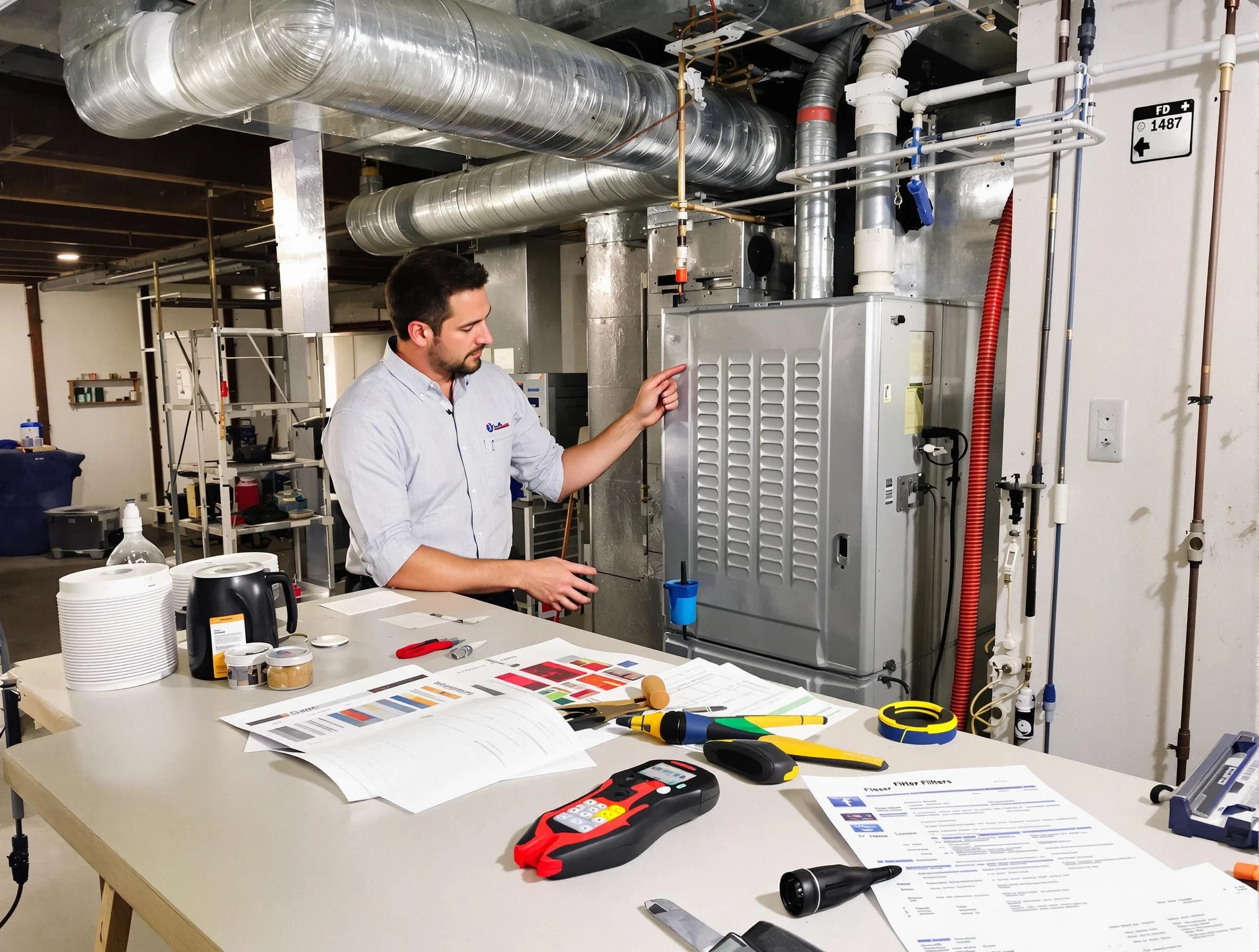 Edmond Air Duct Cleaning inspector conducting detailed filter system evaluation using professional diagnostic tools in Edmond