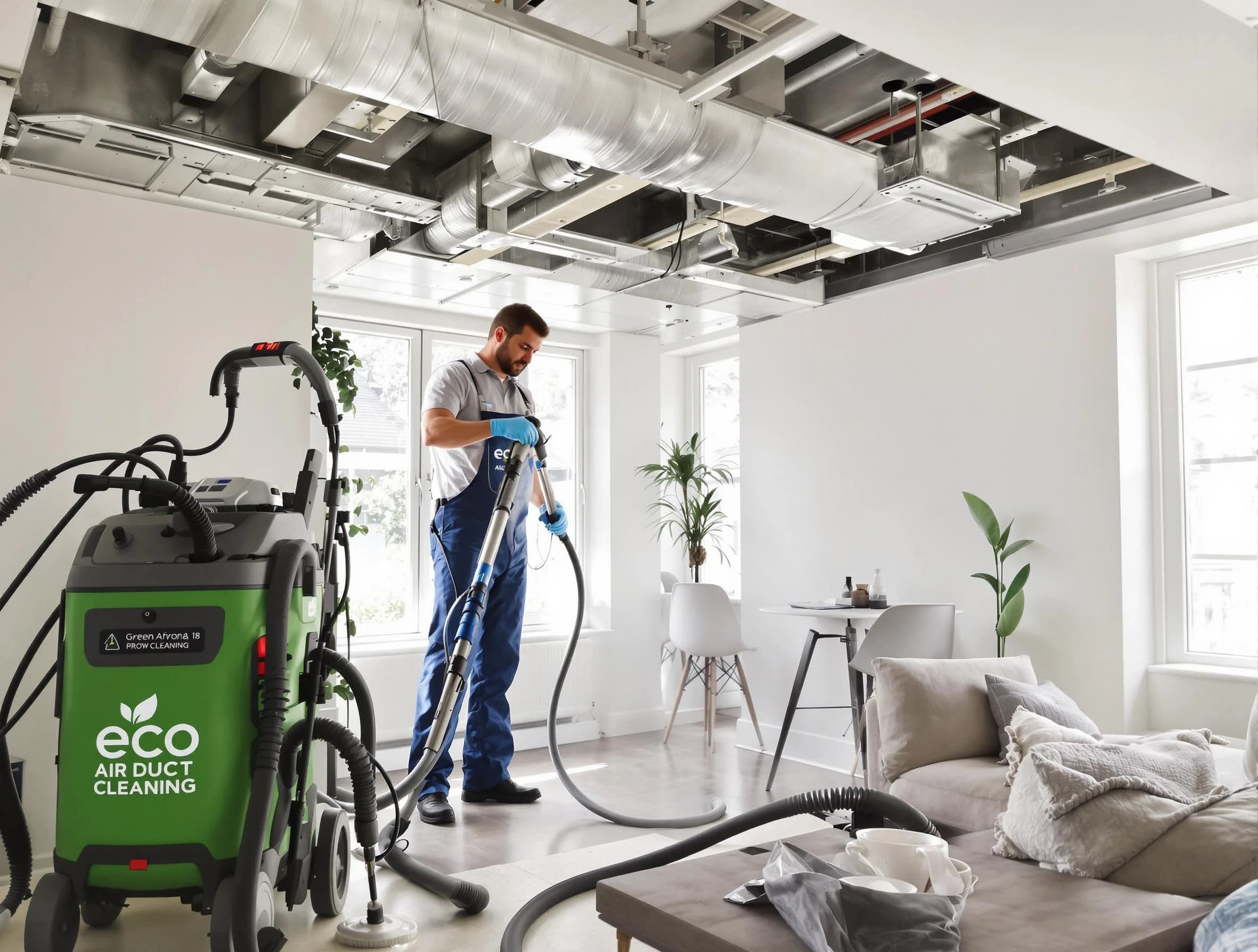 Edmond Air Duct Cleaning technician performing eco-friendly duct cleaning using sustainable methods in Edmond