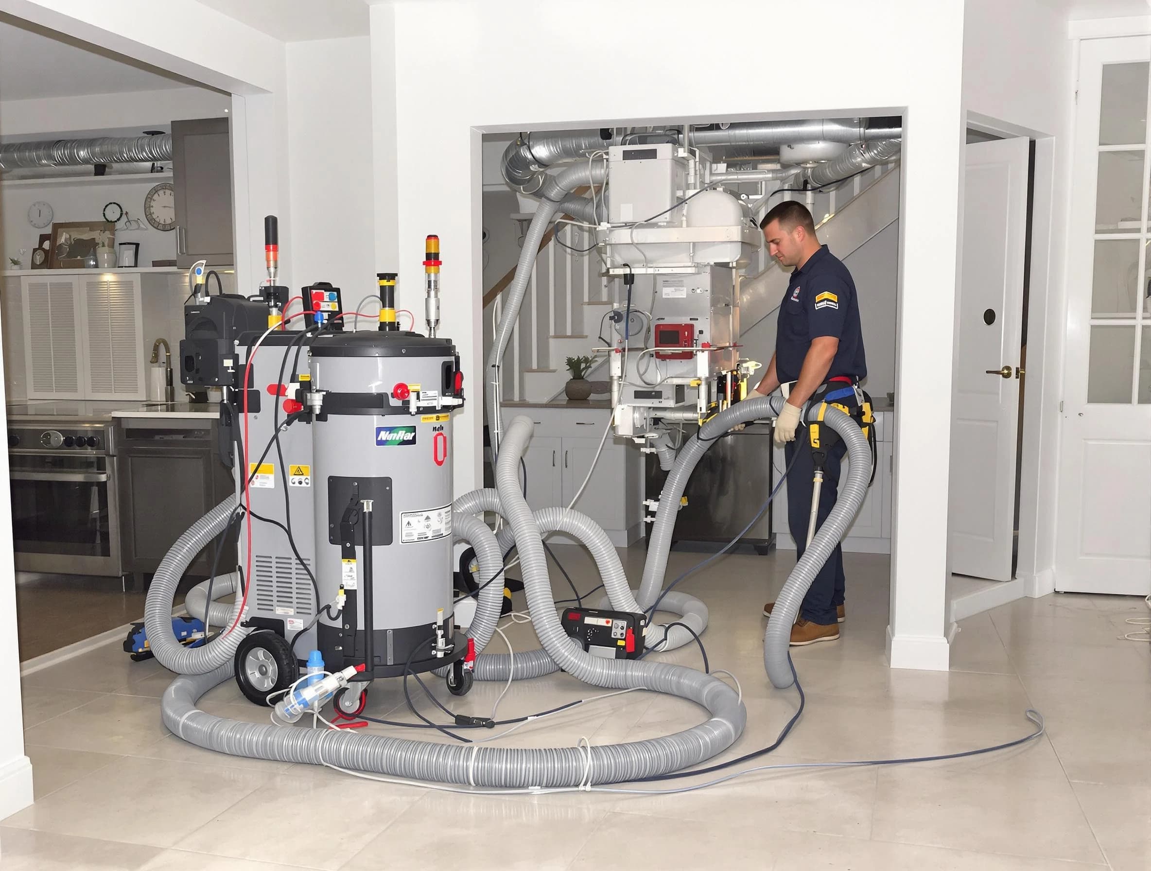 Edmond Air Duct Cleaning technician operating negative pressure cleaning equipment for thorough duct maintenance in Edmond