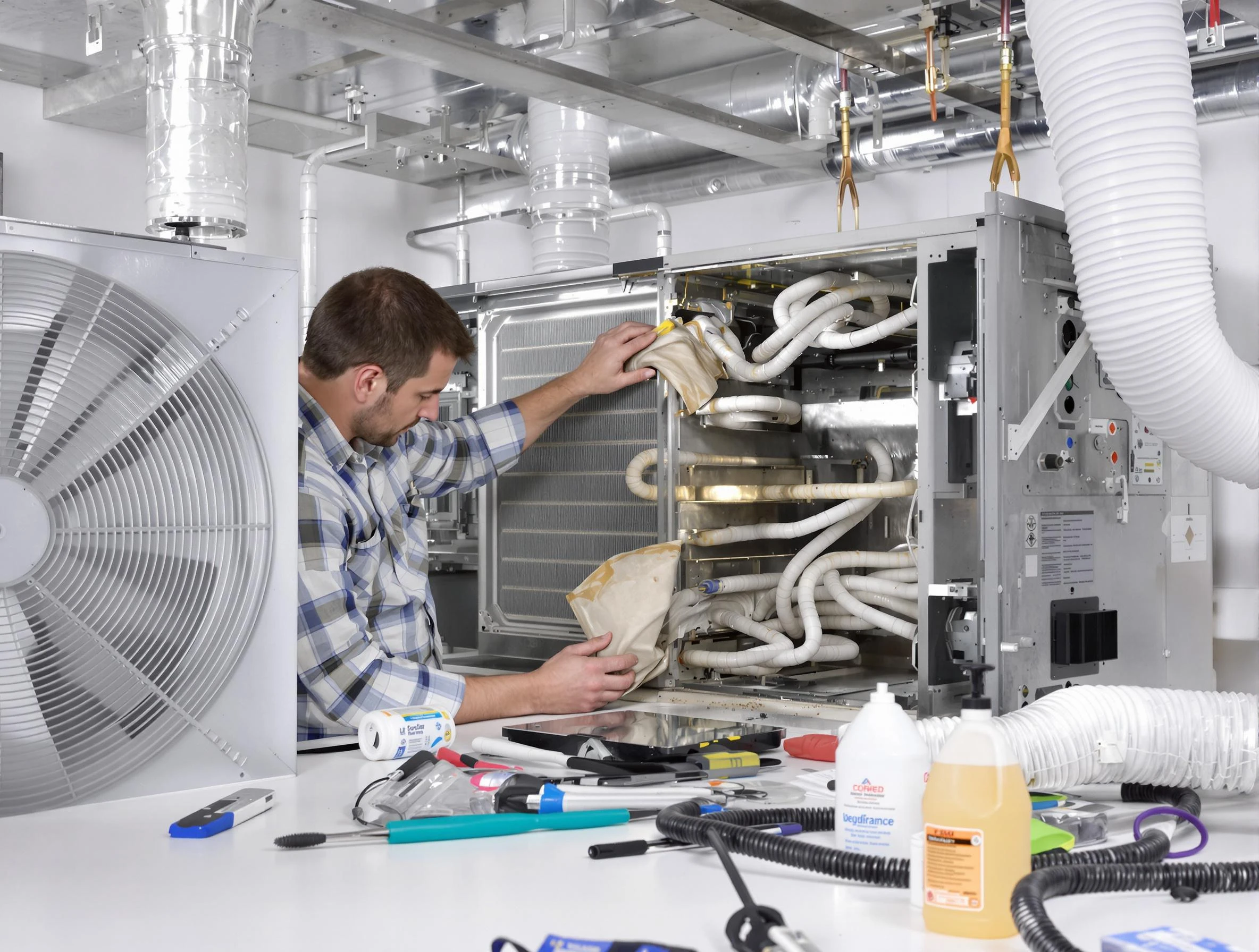 Edmond Air Duct Cleaning specialist performing precision AC coil cleaning in Edmond