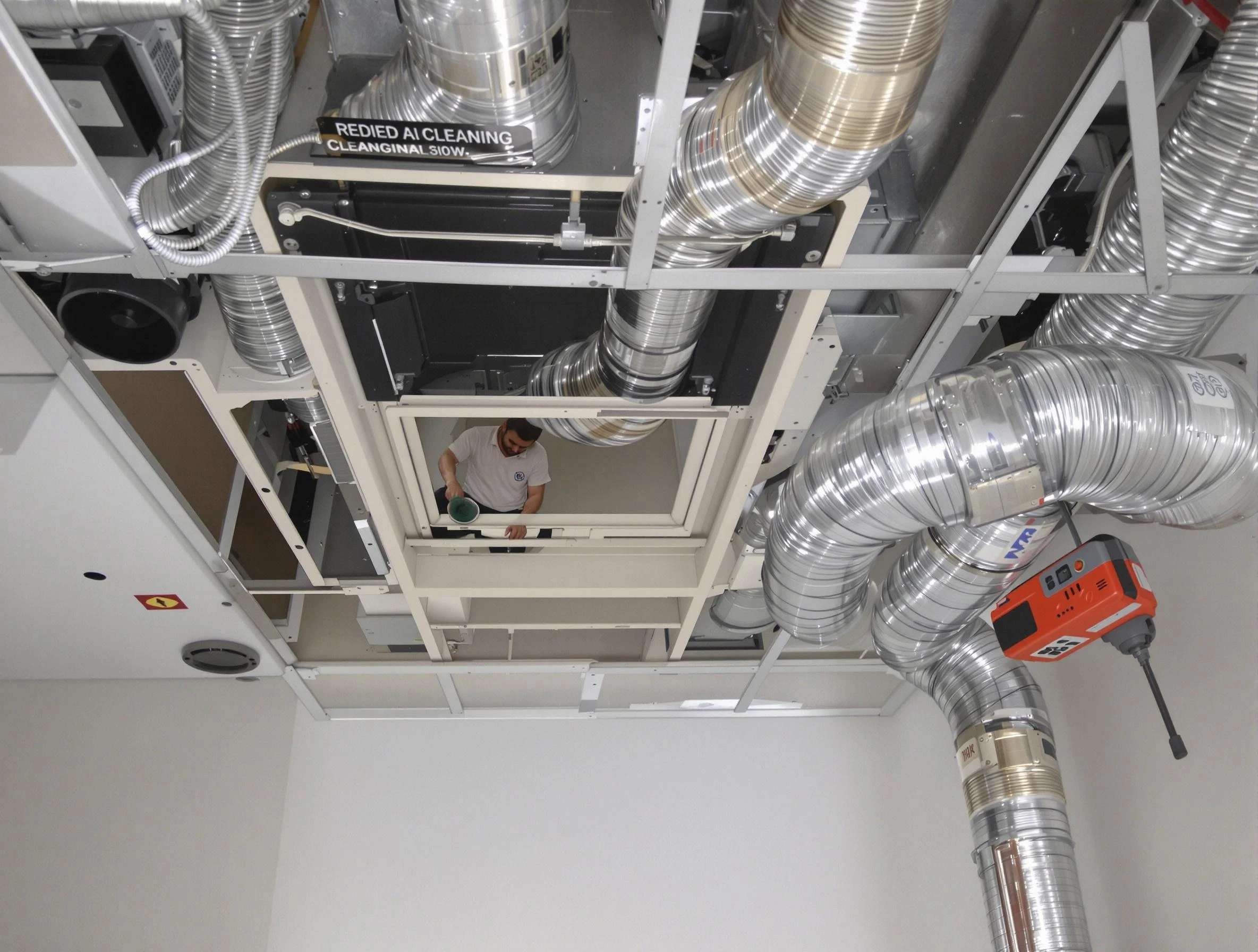 Edmond Air Duct Cleaning technician performing detailed central duct system cleaning in Edmond